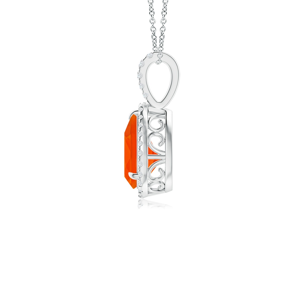 9x6mm AAA Fire Opal Teardrop Pendant with Diamond Halo in White Gold - side 199