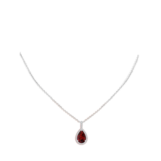 Garnet Teardrop Pendant with Diamond Halo