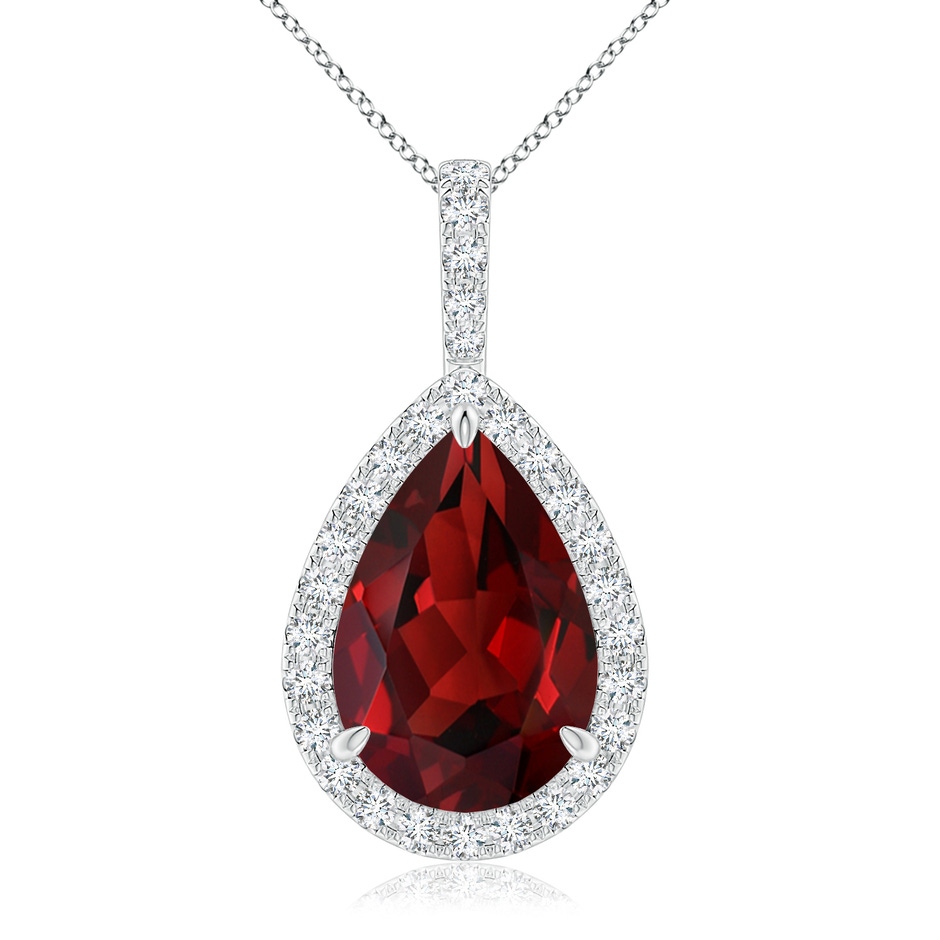 15x10mm AAAA Claw-Set Garnet Teardrop Halo Pendant in P950 Platinum 