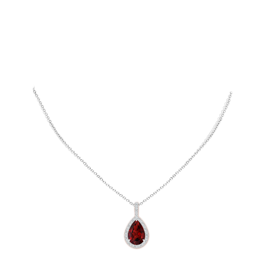 15x10mm AAAA Claw-Set Garnet Teardrop Halo Pendant in P950 Platinum pen