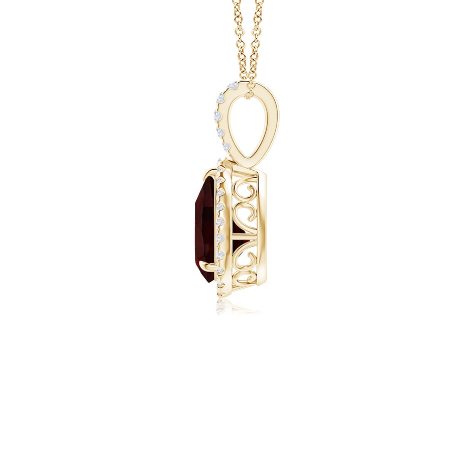 8x6mm A Claw-Set Garnet Teardrop Halo Pendant in Yellow Gold side 199