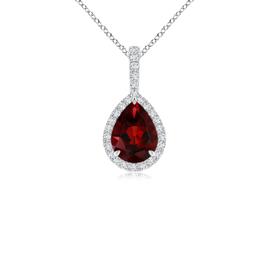 8x6mm AAA Claw-Set Garnet Teardrop Halo Pendant in P950 Platinum 