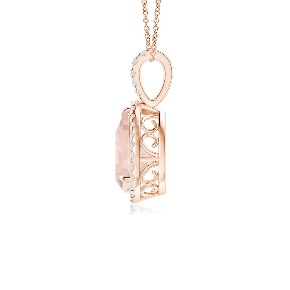 10x7mm A Morganite Teardrop Pendant with Diamond Halo in Rose Gold side 199