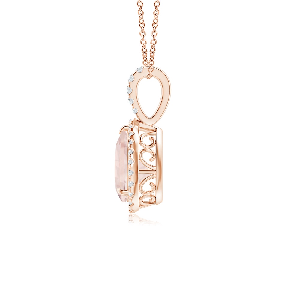 8x6mm A Morganite Teardrop Pendant with Diamond Halo in 9K Rose Gold product image