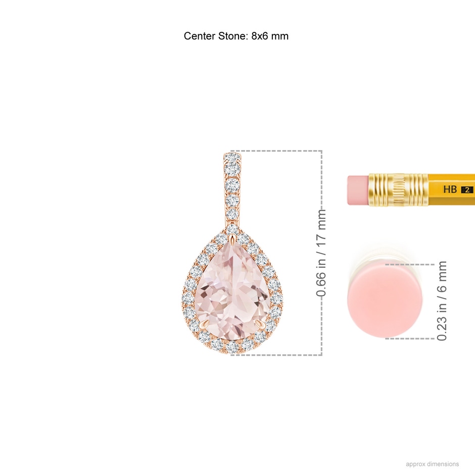 8x6mm A Morganite Teardrop Pendant with Diamond Halo in 9K Rose Gold product image
