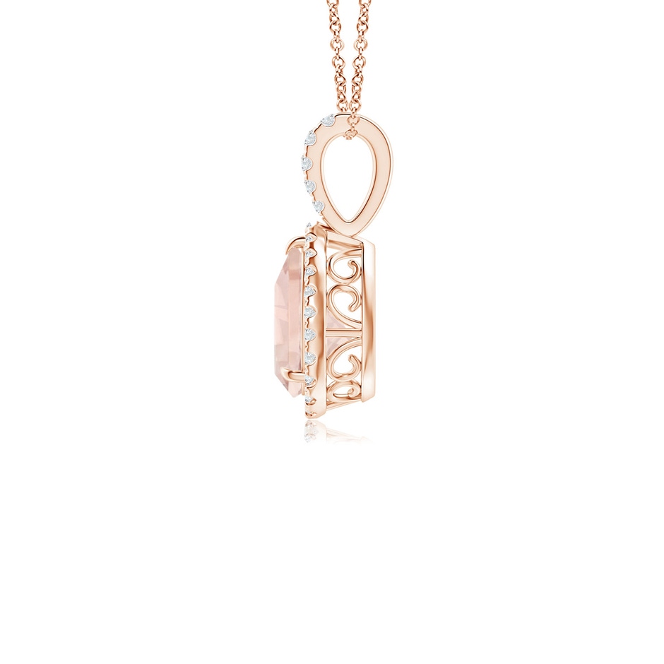 8x6mm A Morganite Teardrop Pendant with Diamond Halo in Rose Gold side 199