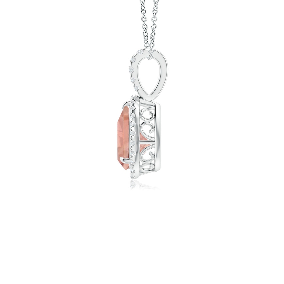 8x6mm AAAA Morganite Teardrop Pendant with Diamond Halo in P950 Platinum side 199