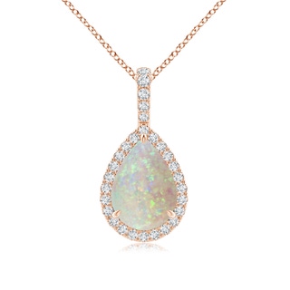 10x7mm AAA Opal Teardrop Pendant with Diamond Halo in Rose Gold