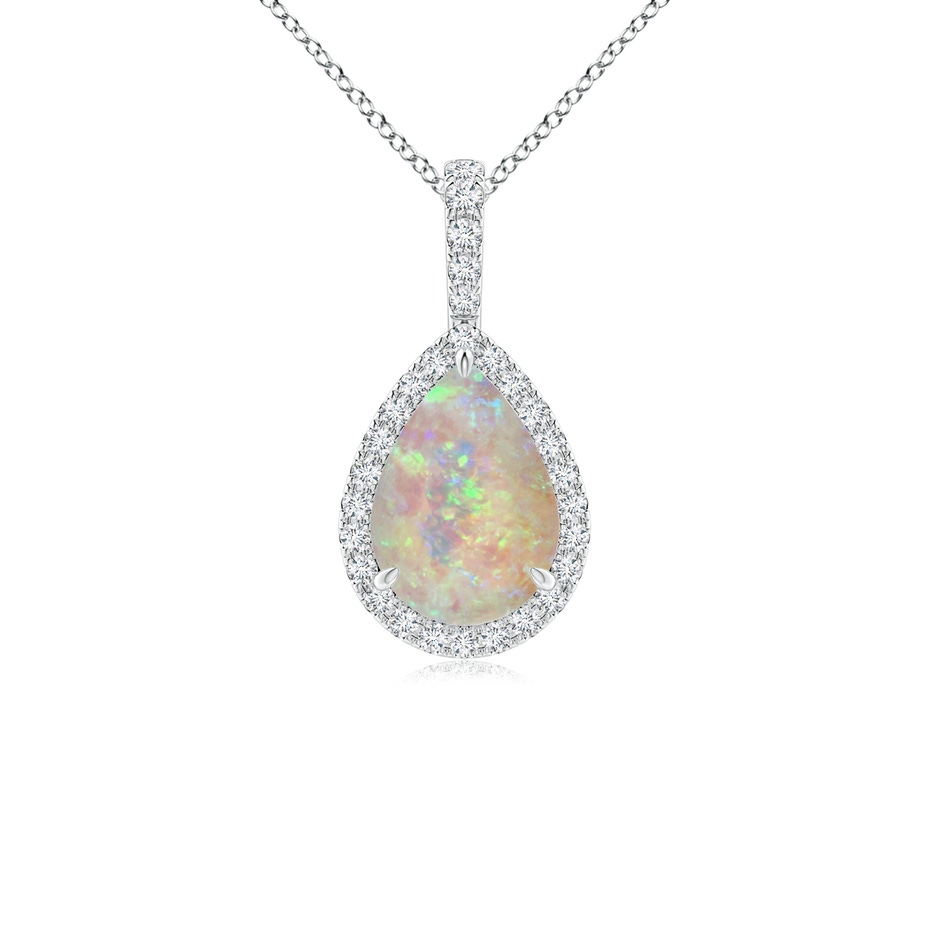 10x7mm AAAA Opal Teardrop Pendant with Diamond Halo in P950 Platinum 