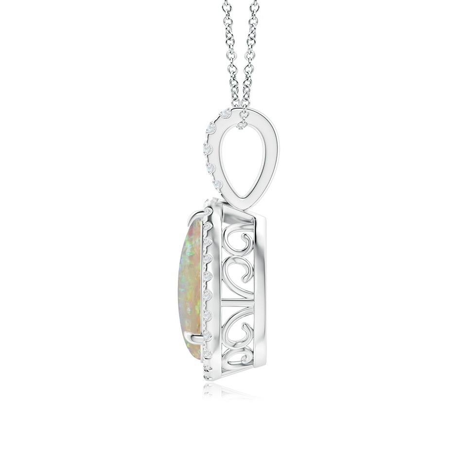 10x7mm AAAA Opal Teardrop Pendant with Diamond Halo in P950 Platinum side-1