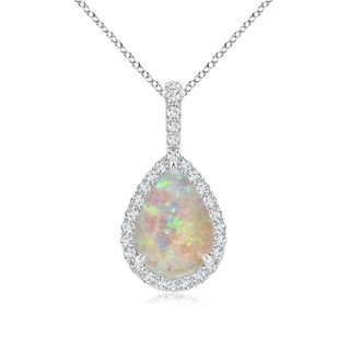 Oval Opal Solitaire Pendant with Diamond | Angara