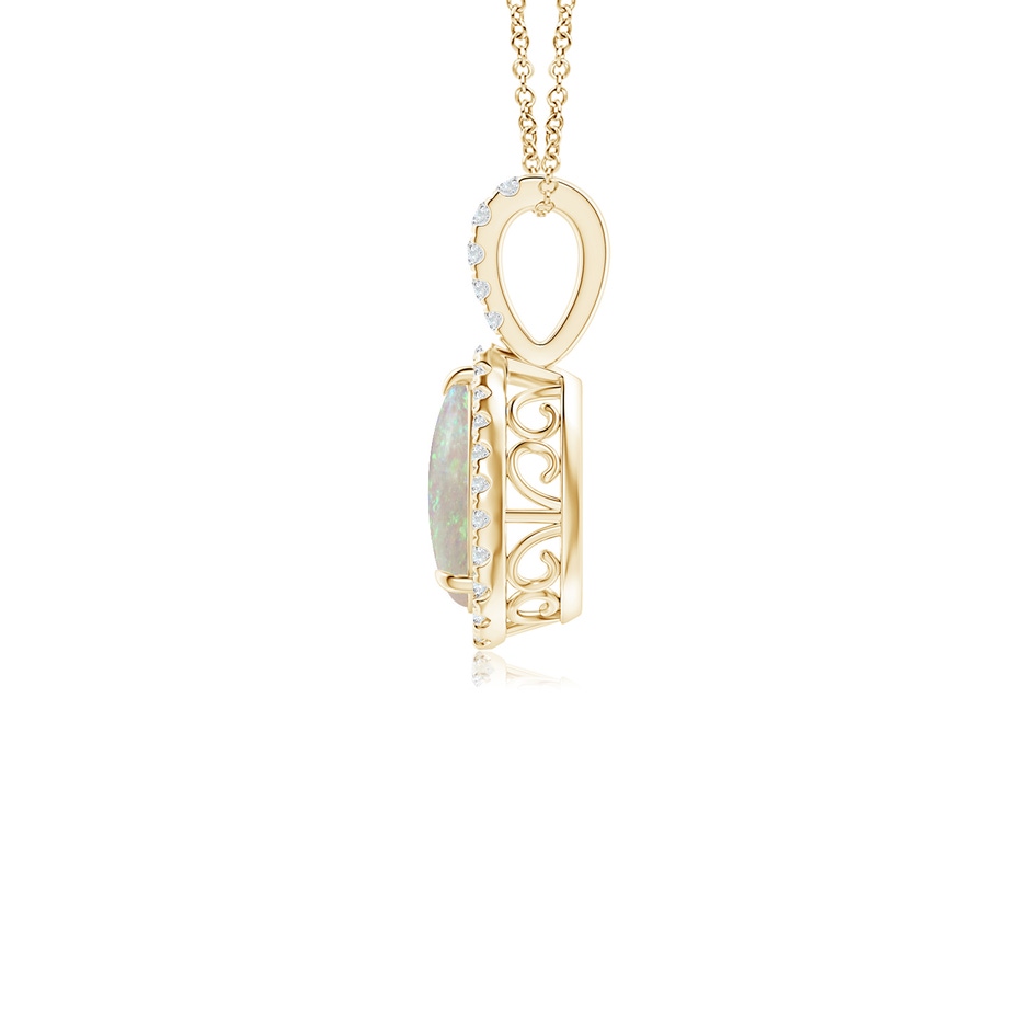 8x6mm AAA Opal Teardrop Pendant with Diamond Halo in 9K Yellow Gold side 199