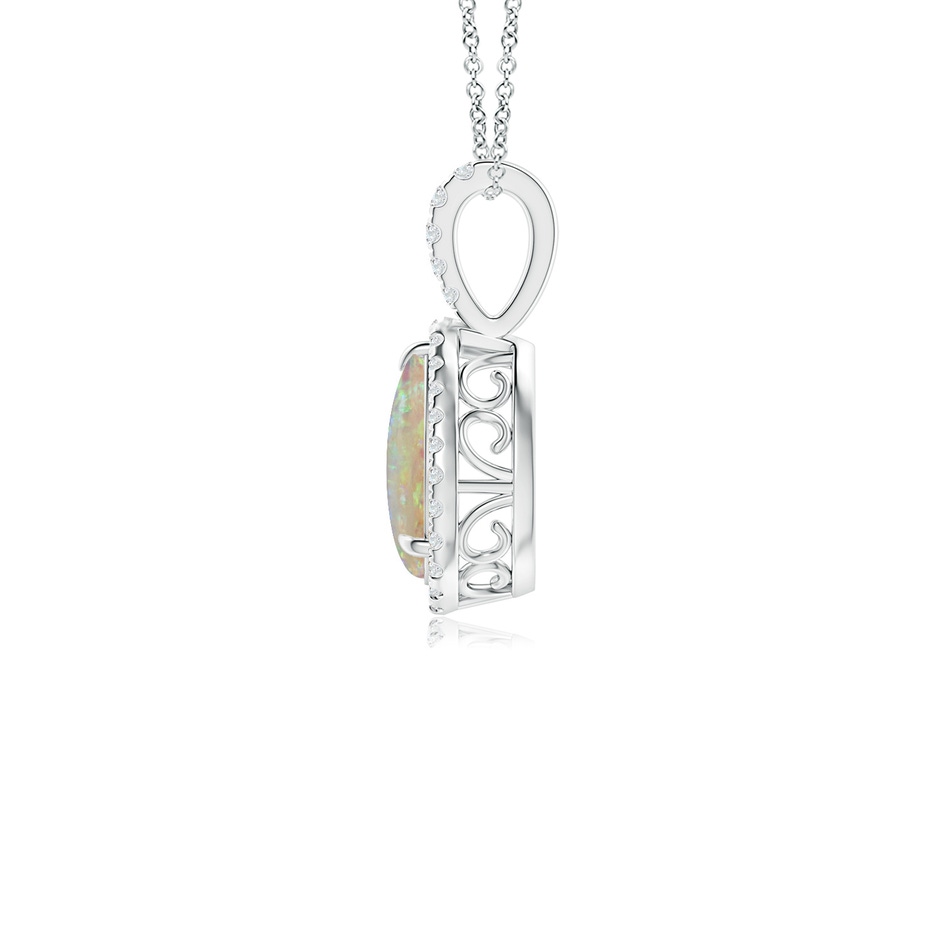 9x6mm AAAA Opal Teardrop Pendant with Diamond Halo in White Gold side 199