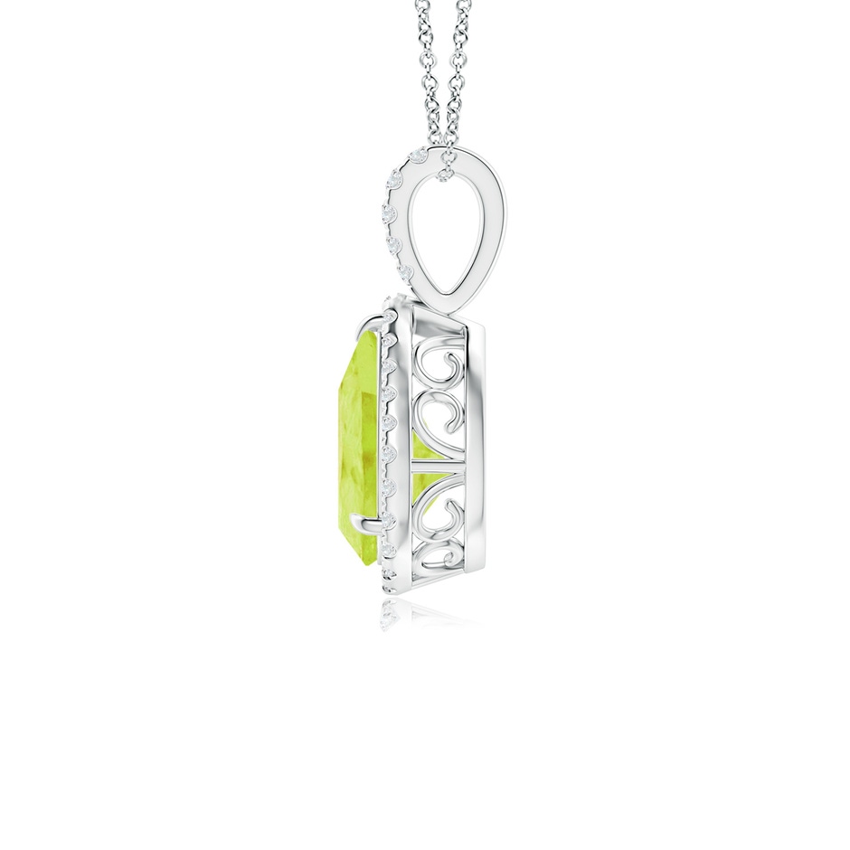 10x7mm A Peridot Teardrop Pendant with Diamond Halo in P950 Platinum side 199