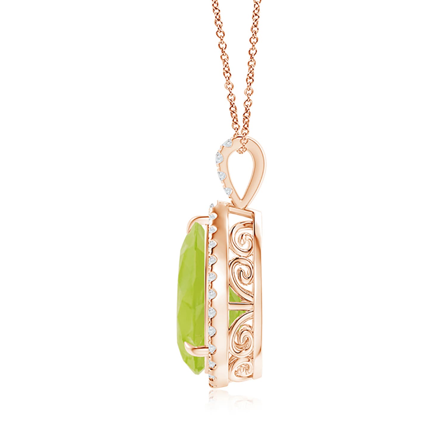 A - Peridot / 3.65 CT / 14 KT Rose Gold