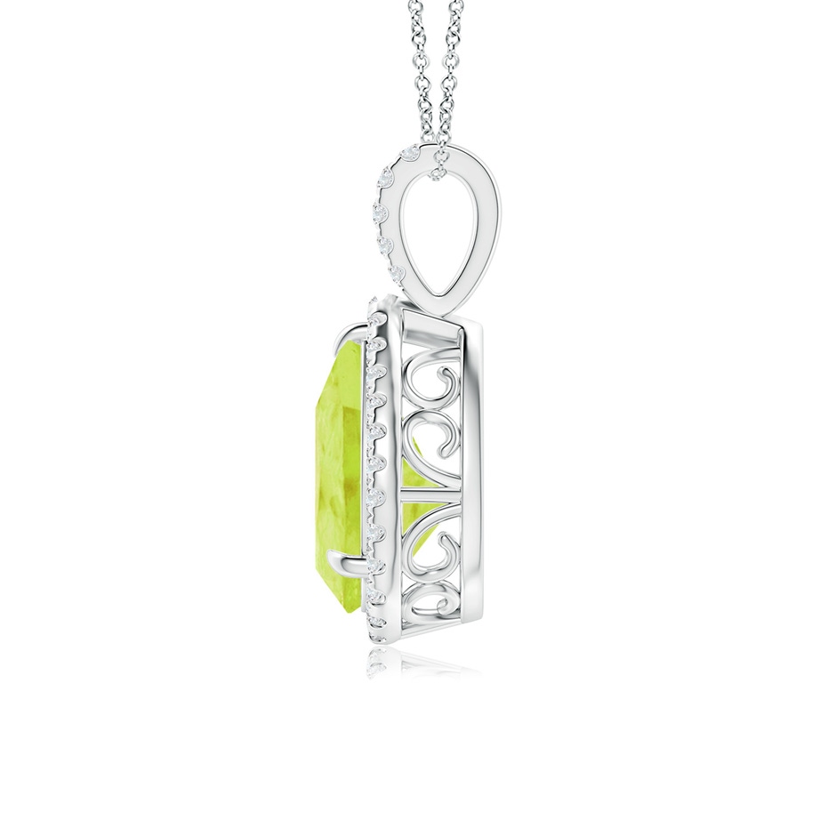 12x8mm A Peridot Teardrop Pendant with Diamond Halo in White Gold side 199
