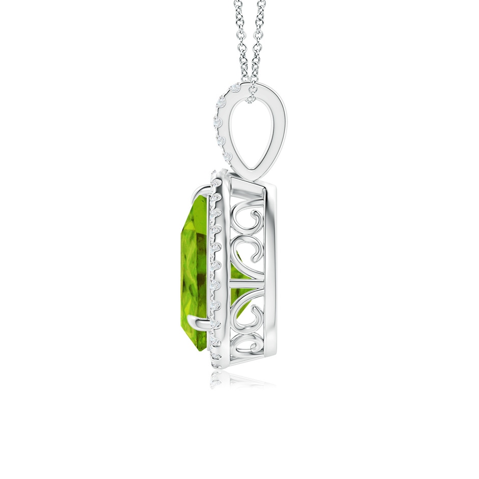 12x8mm AAAA Peridot Teardrop Pendant with Diamond Halo in P950 Platinum side 199