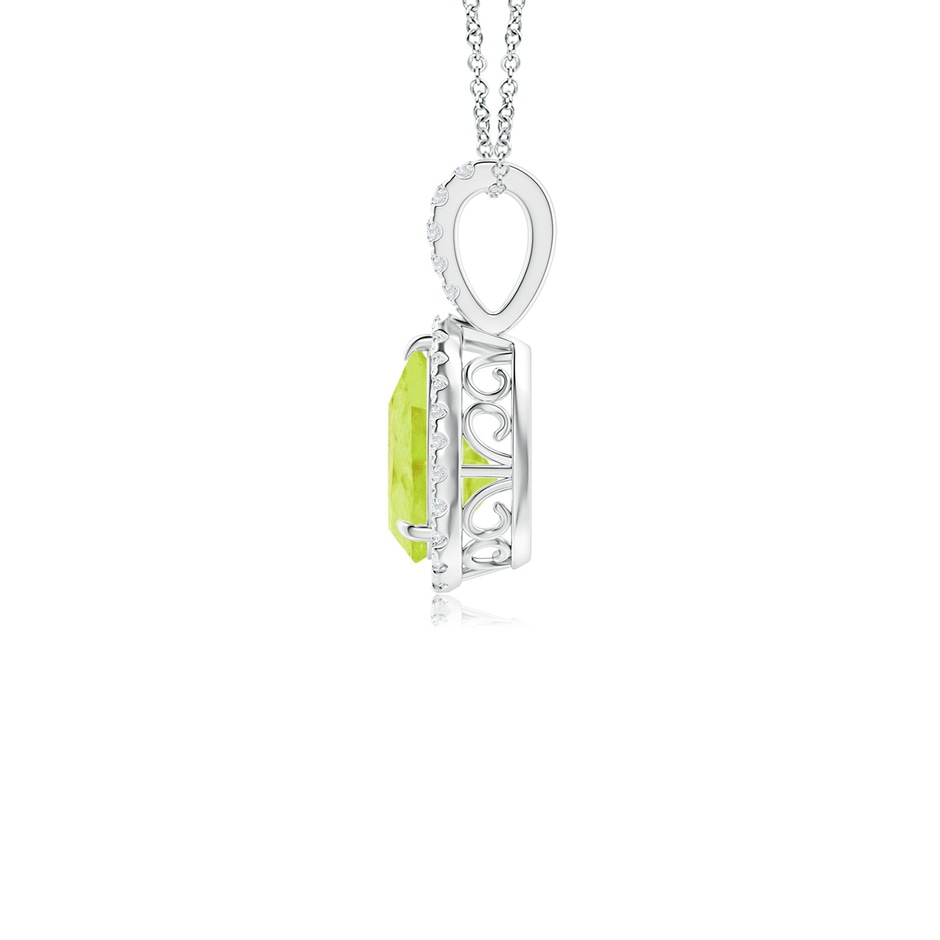 8x6mm A Peridot Teardrop Pendant with Diamond Halo in White Gold side 199