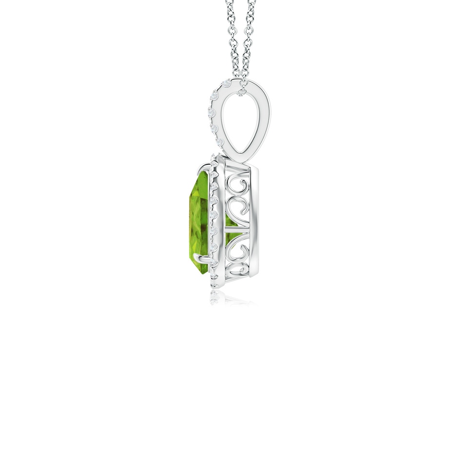 8x6mm AAA Peridot Teardrop Pendant with Diamond Halo in P950 Platinum side 199