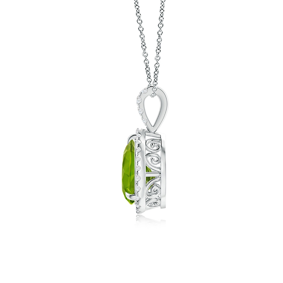 8x6mm AAA Peridot Teardrop Pendant with Diamond Halo in White Gold side 199