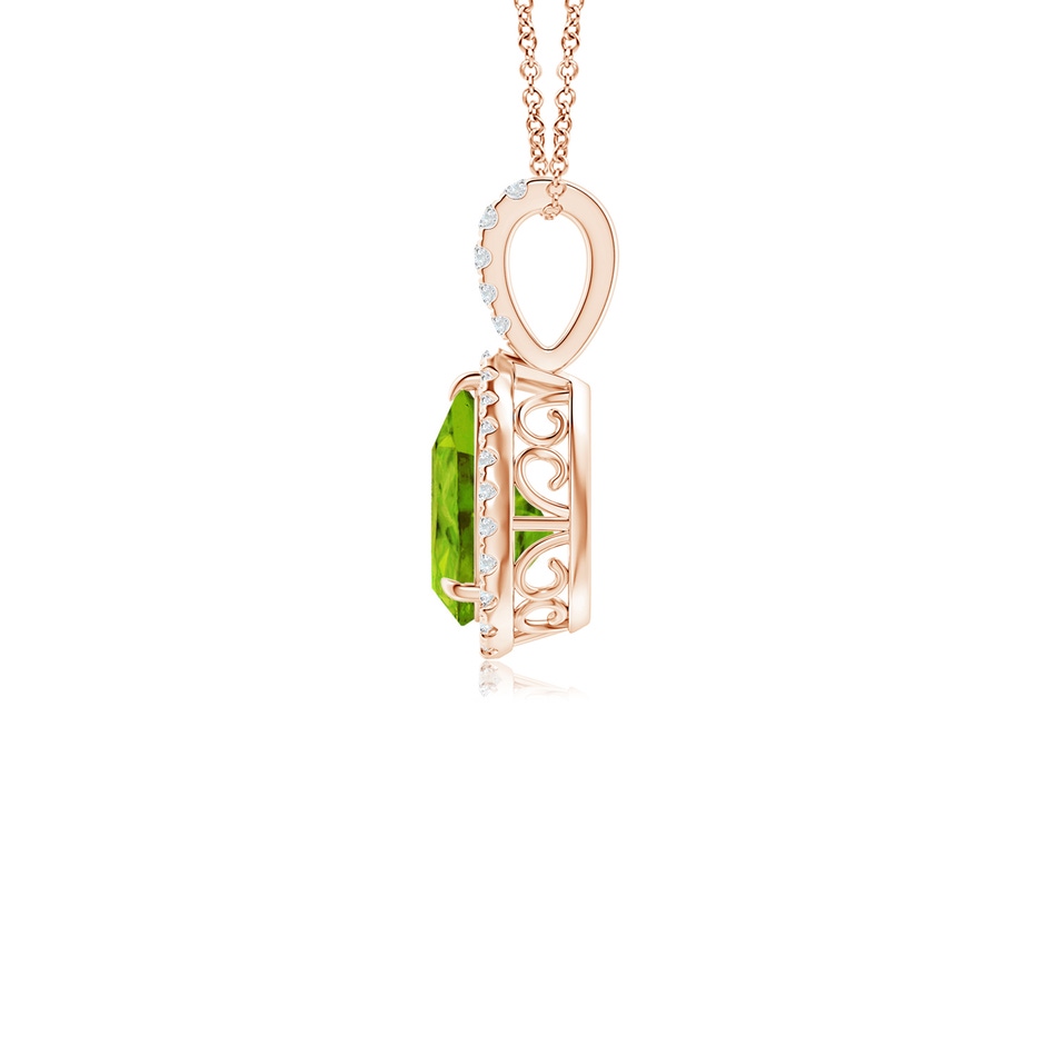 8x6mm AAAA Peridot Teardrop Pendant with Diamond Halo in Rose Gold side 199