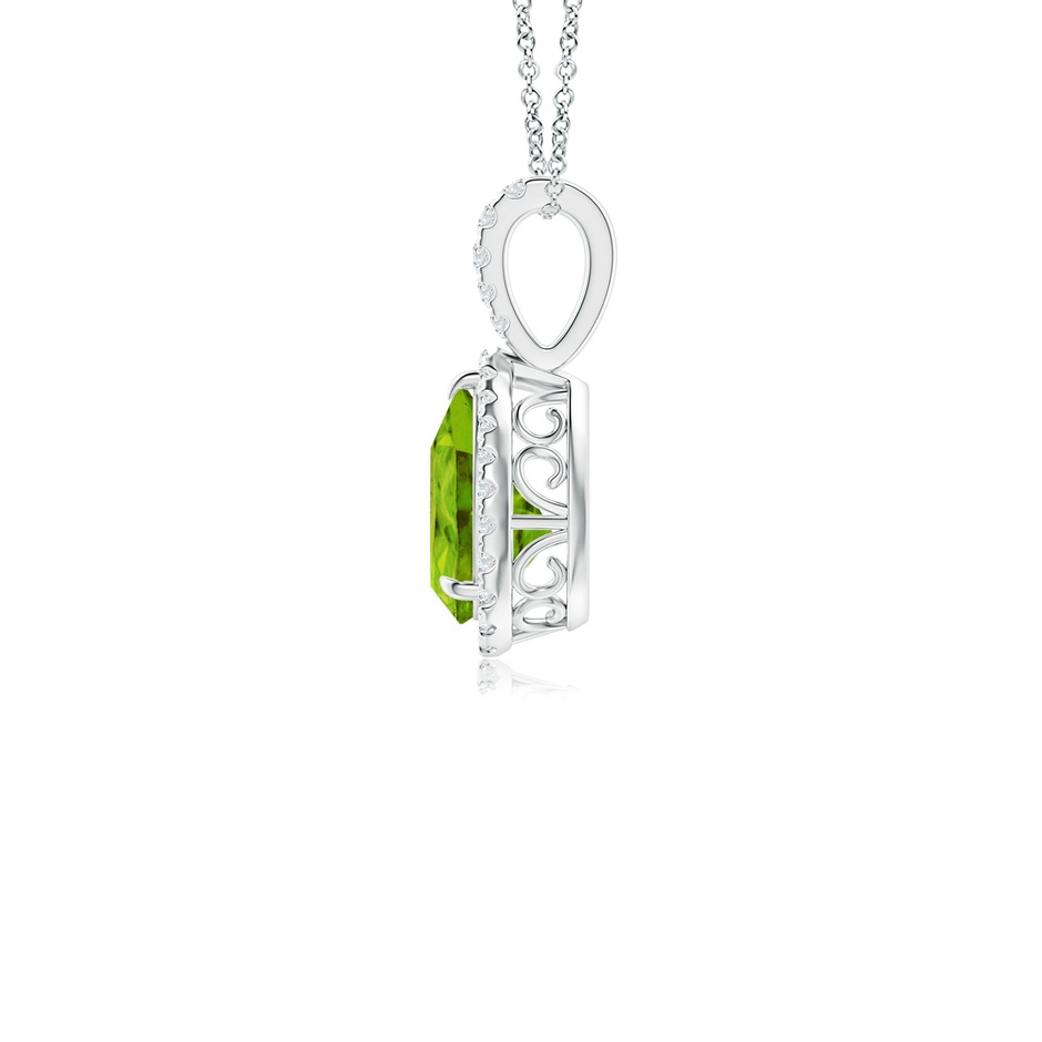 8x6mm AAAA Peridot Teardrop Pendant with Diamond Halo in White Gold side 199
