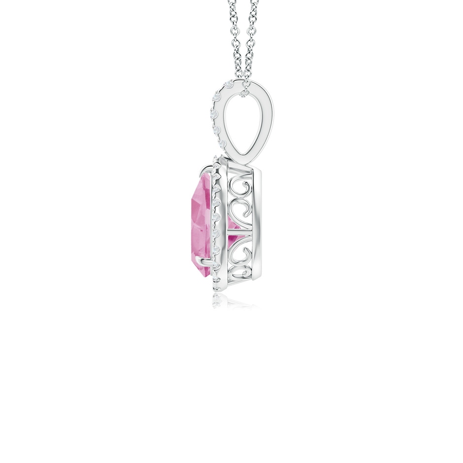 8x6mm A Pink Tourmaline Teardrop Pendant with Diamond Halo in 10K White Gold side 199