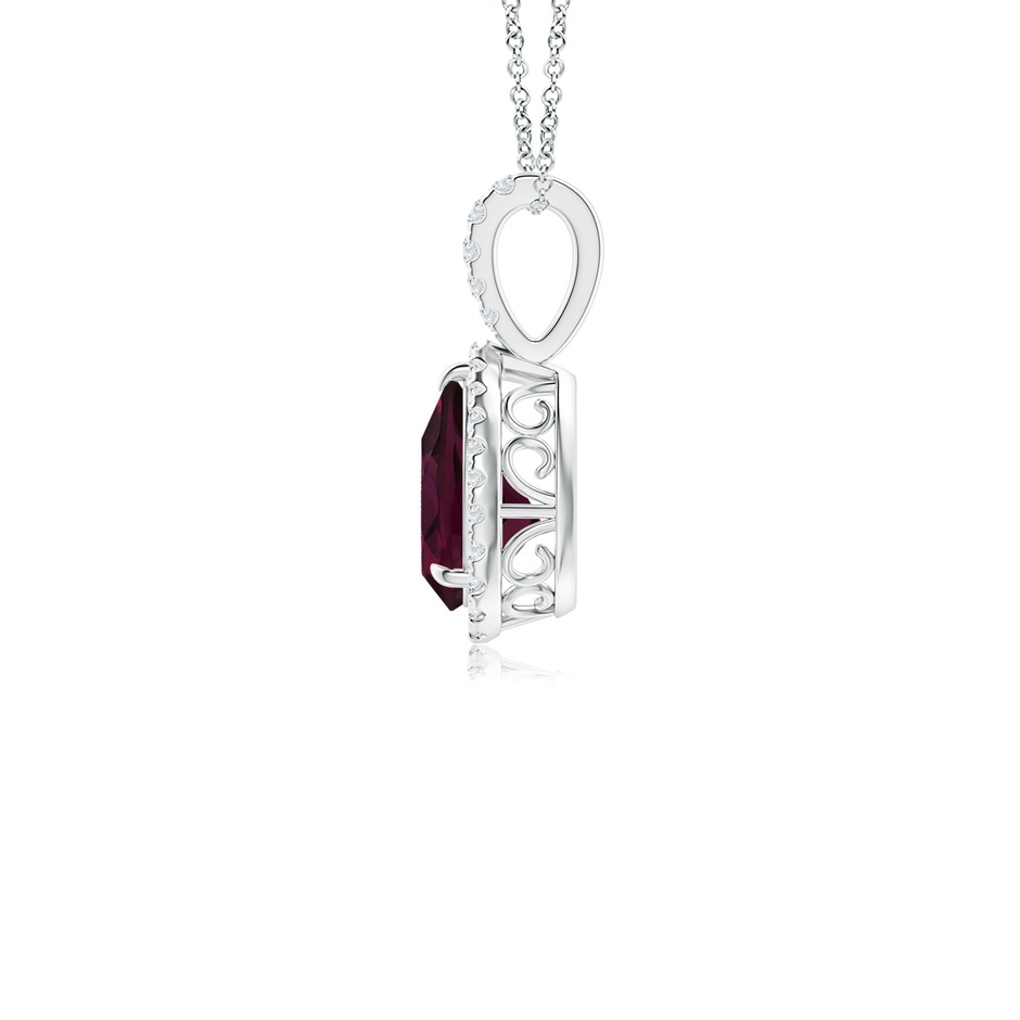 8x6mm A Rhodolite Teardrop Pendant with Diamond Halo in P950 Platinum side 199