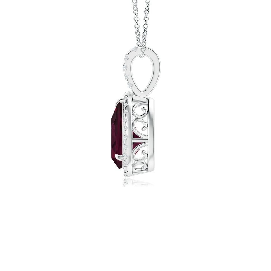 9x6mm A Rhodolite Teardrop Pendant with Diamond Halo in 18K White Gold side 199