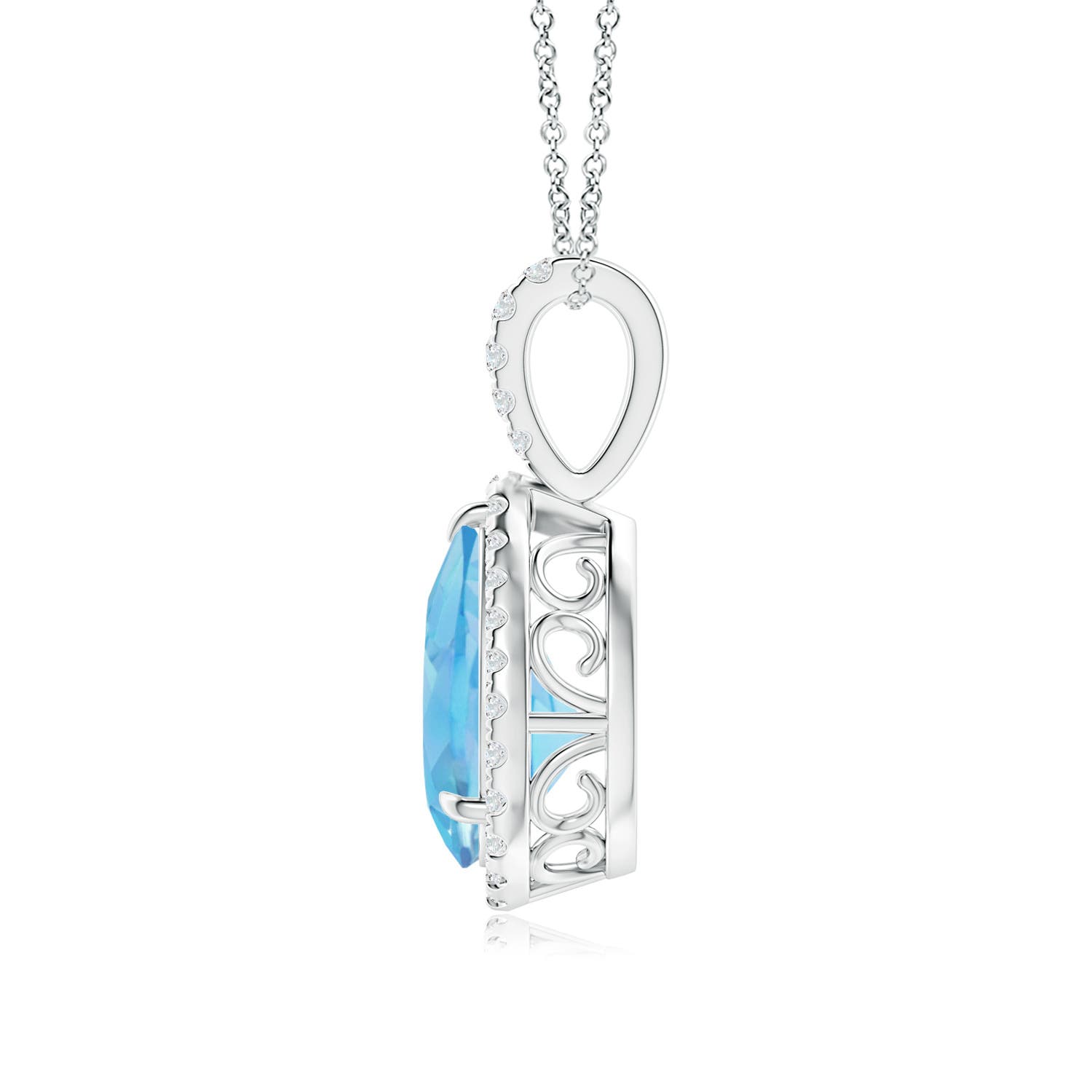 A - Swiss Blue Topaz / 2.48 CT / 14 KT White Gold