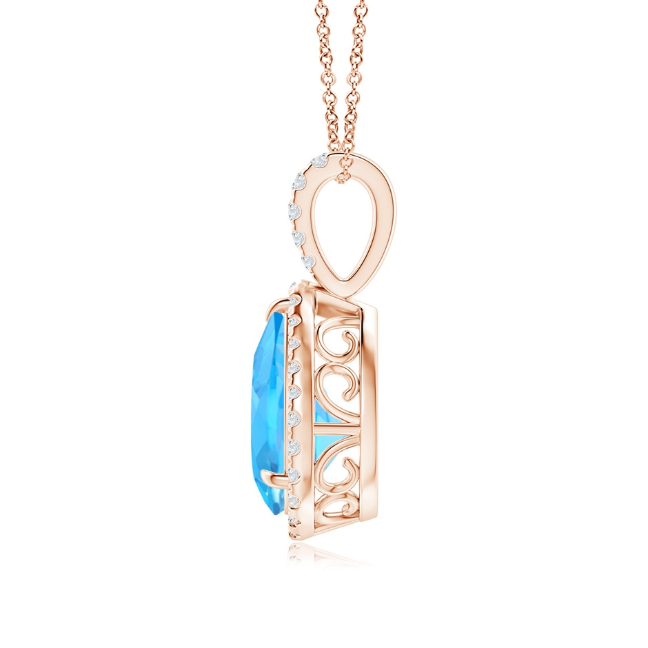 10x7mm AAA Swiss Blue Topaz Teardrop Pendant with Diamond Halo in Rose Gold side 199