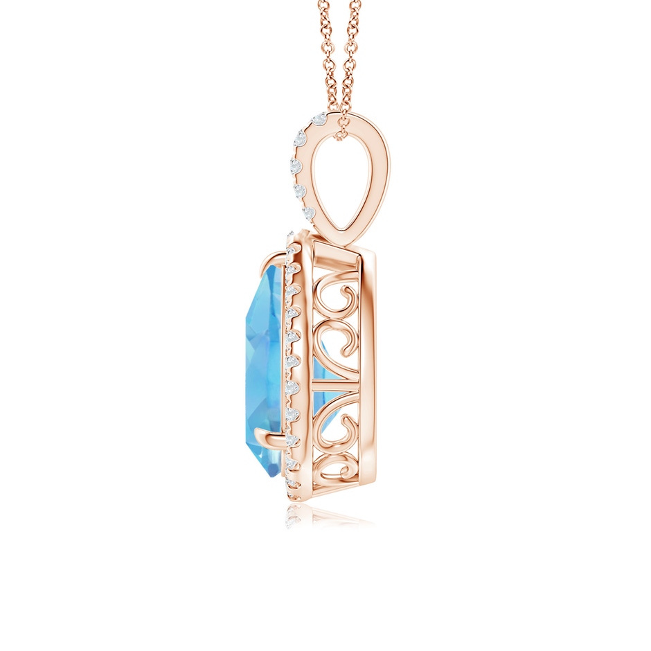 12x8mm A Swiss Blue Topaz Teardrop Pendant with Diamond Halo in Rose Gold side 199