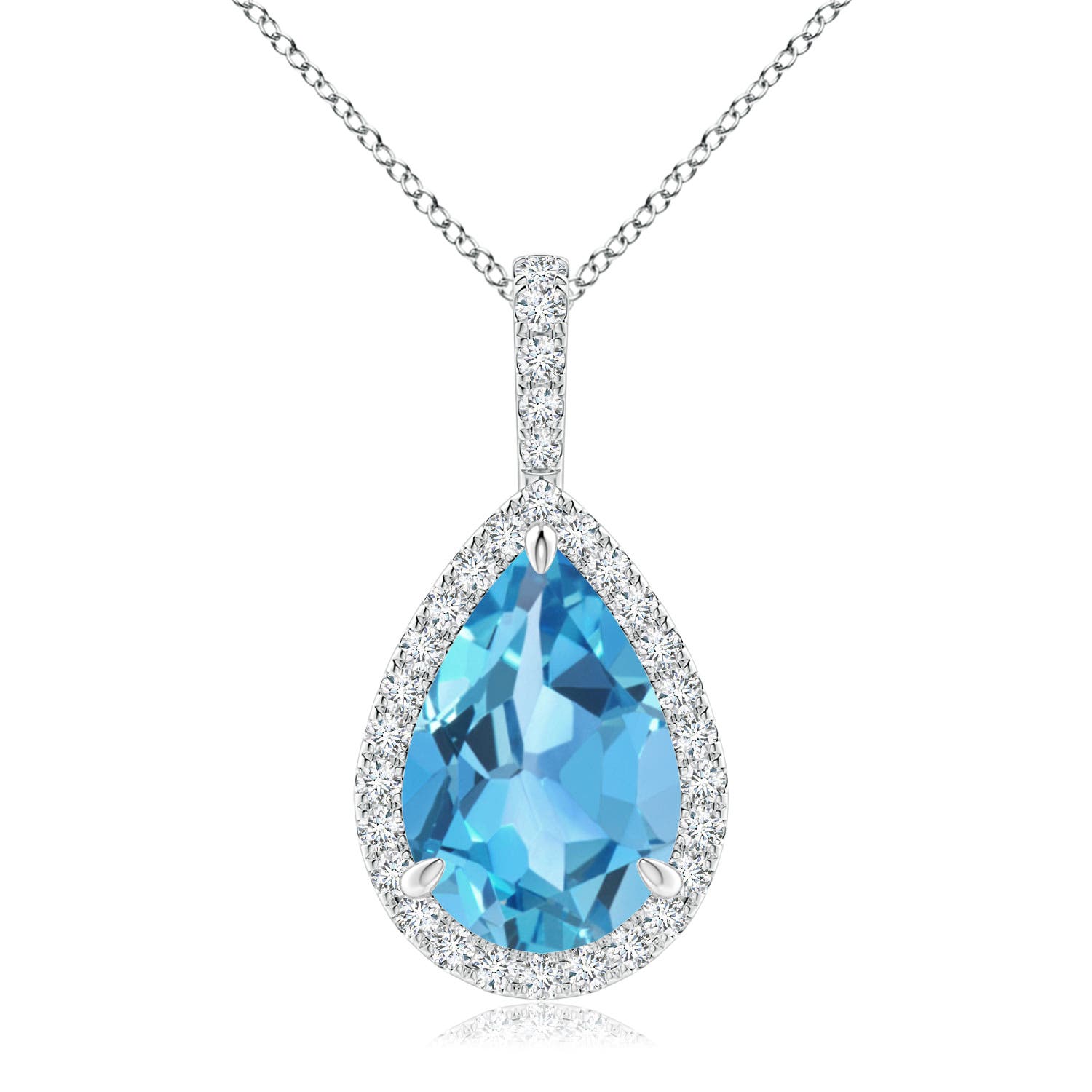 AA - Swiss Blue Topaz / 4.05 CT / 14 KT White Gold