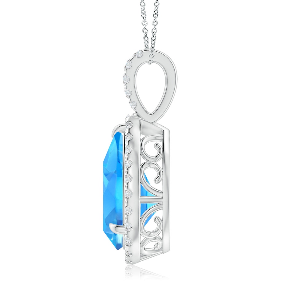15x10mm AAAA Claw-Set Swiss Blue Topaz Teardrop Halo Pendant in P950 Platinum side 199