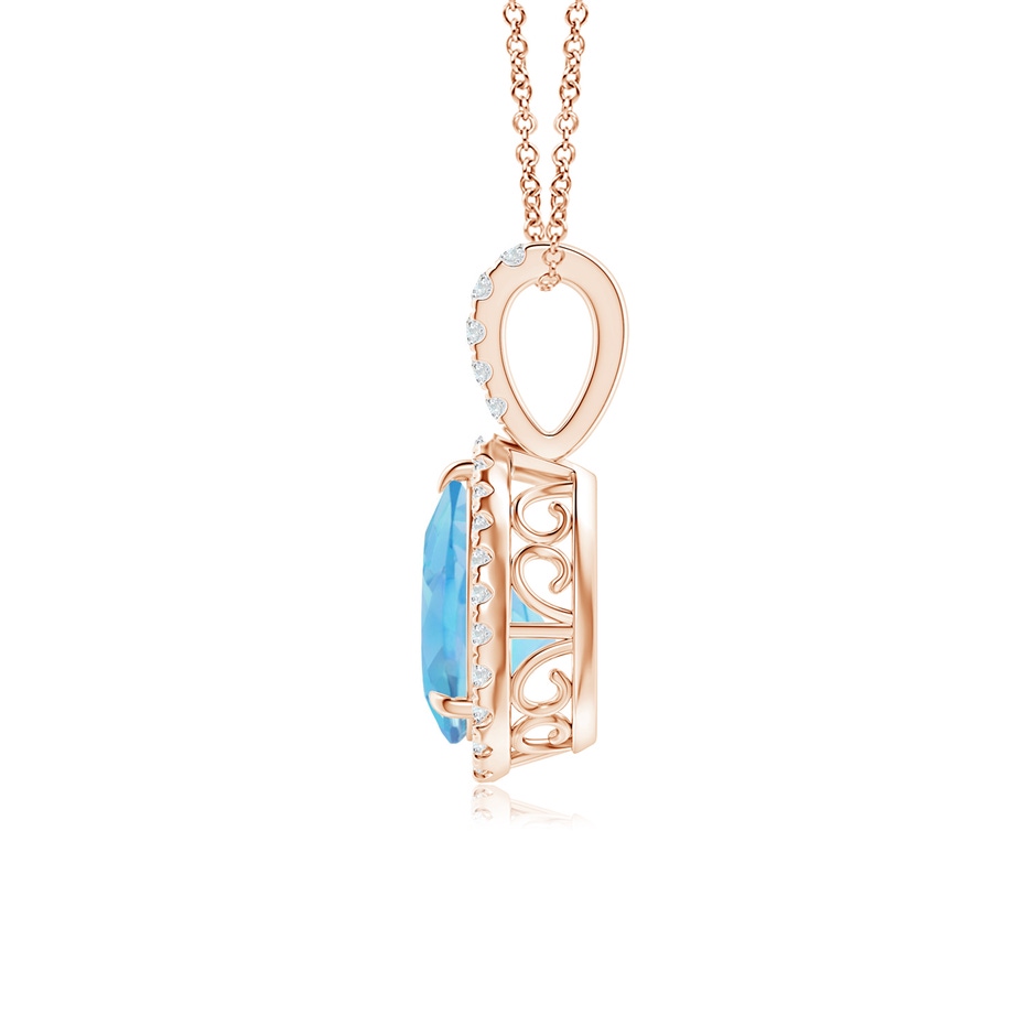 8x6mm A Swiss Blue Topaz Teardrop Pendant with Diamond Halo in Rose Gold side 199