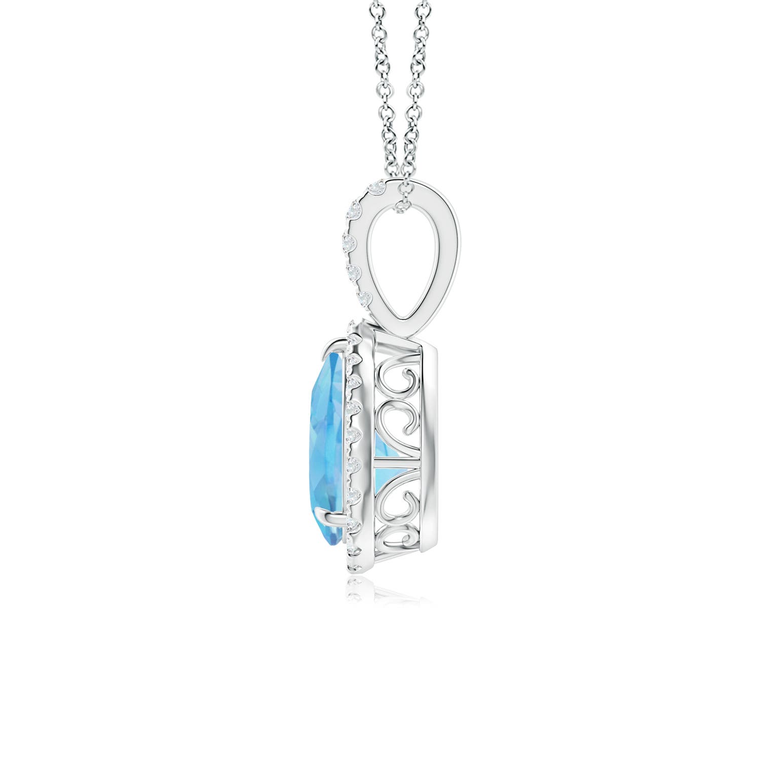 A - Swiss Blue Topaz / 1.7 CT / 14 KT White Gold