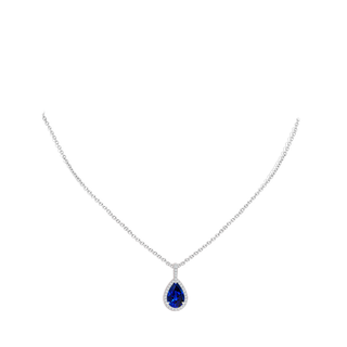 Lab-Grown Blue Sapphire Teardrop Pendant with Lab Diamond Halo Lab-Grown Blue Sapphire Teardrop Pendant with Lab Diamond Halo