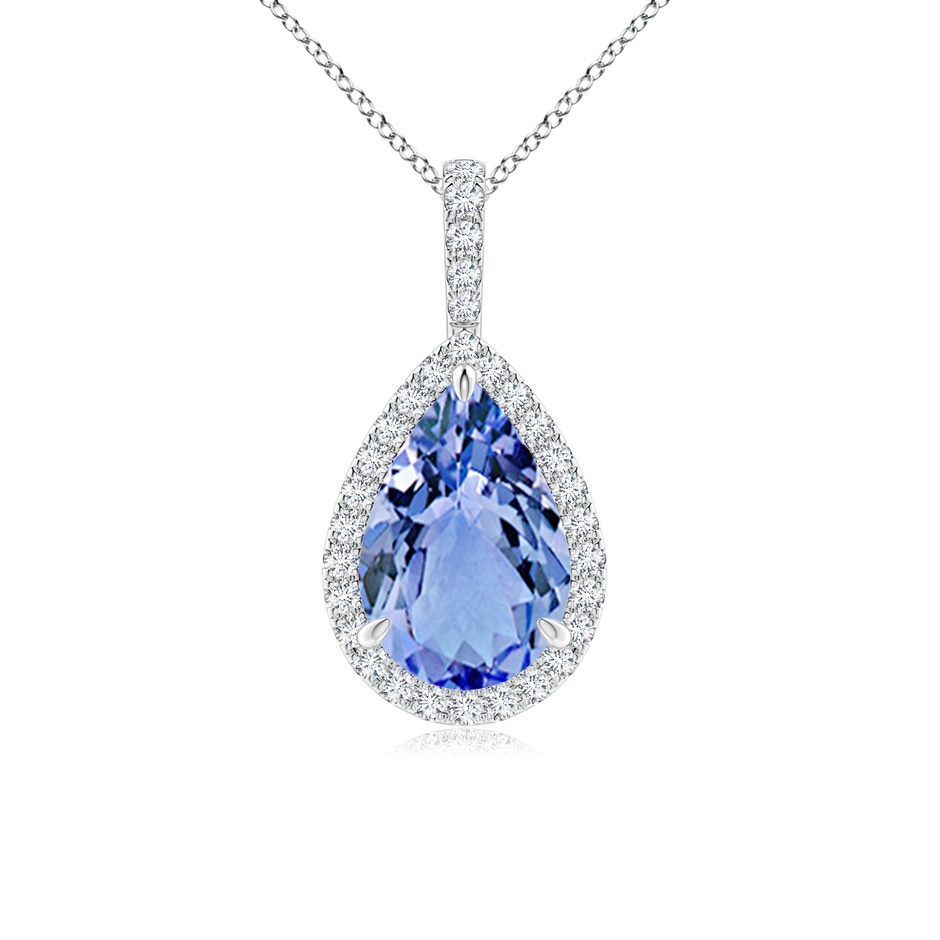 12x8mm A Tanzanite Teardrop Pendant with Diamond Halo in P950 Platinum 