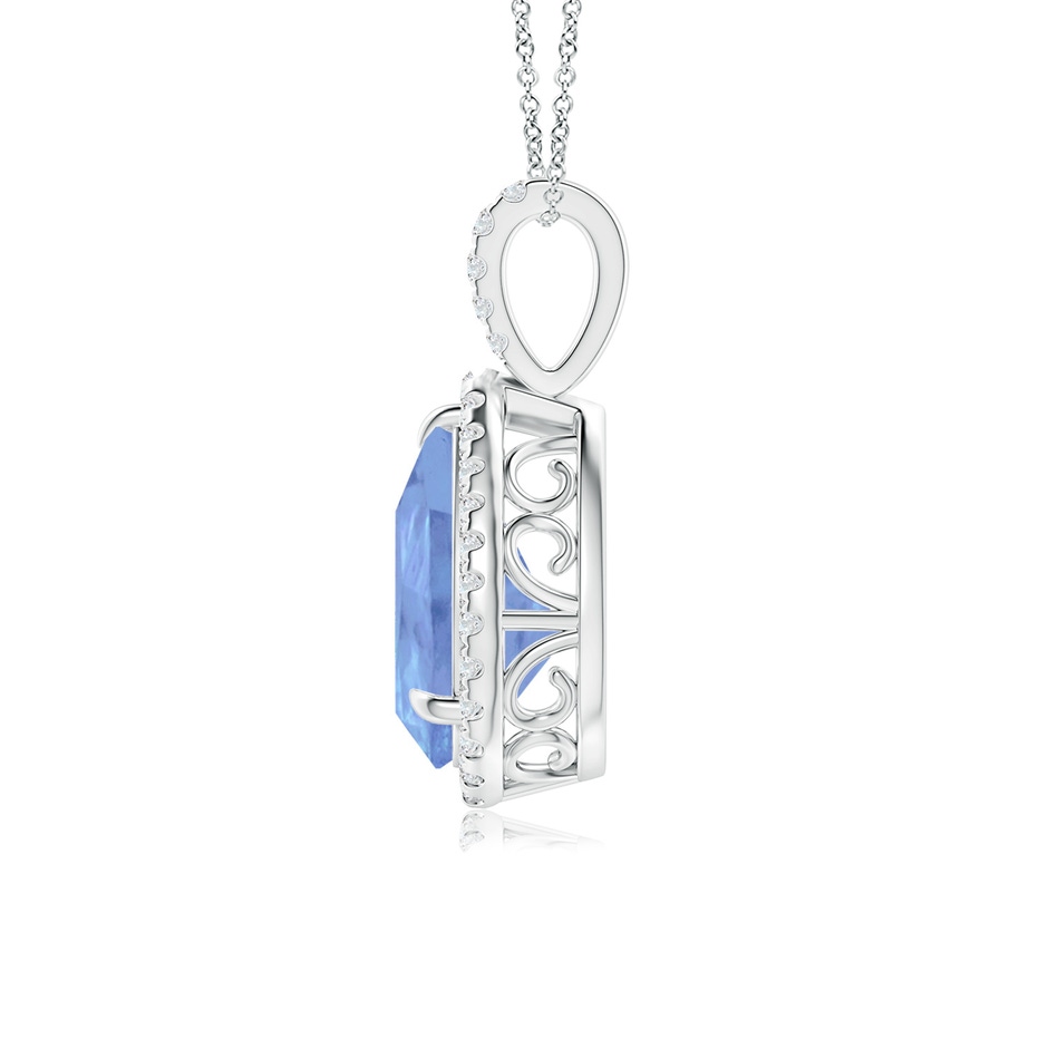 12x8mm A Tanzanite Teardrop Pendant with Diamond Halo in P950 Platinum side 199