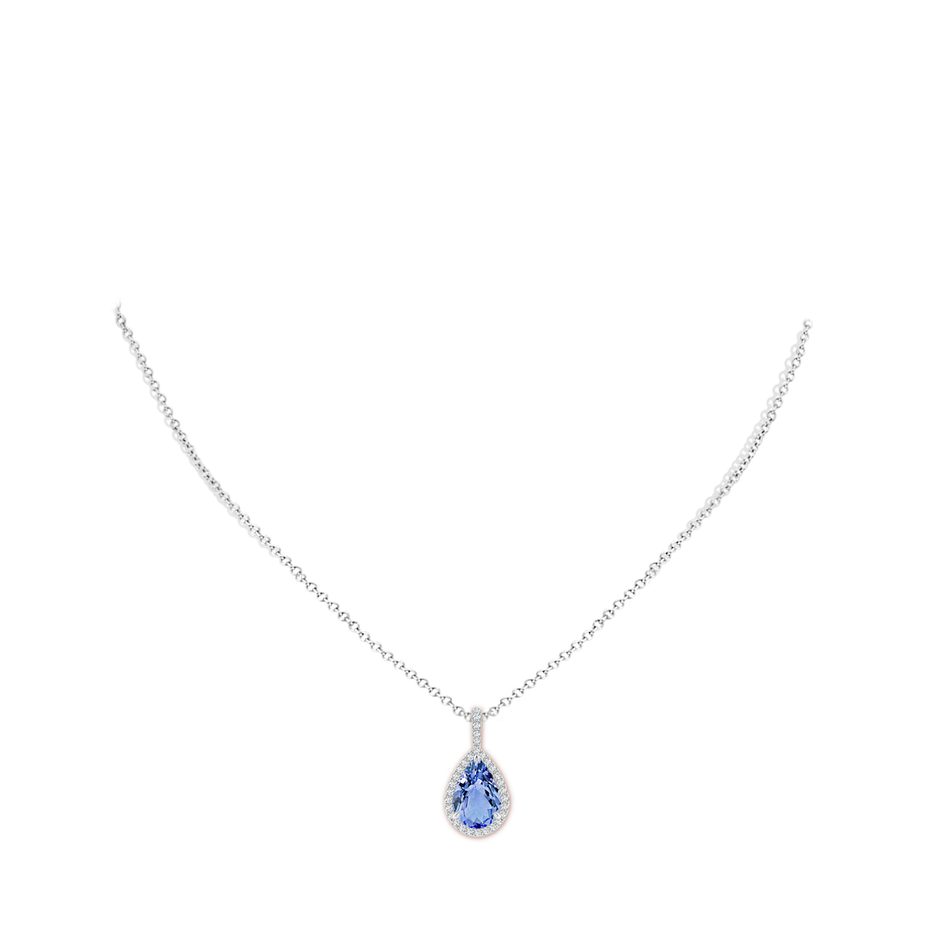 12x8mm A Tanzanite Teardrop Pendant with Diamond Halo in P950 Platinum pen