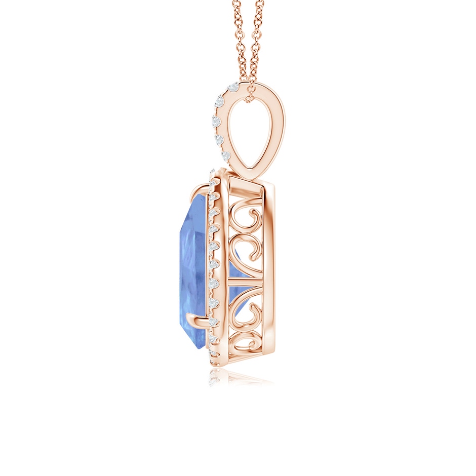 12x8mm A Tanzanite Teardrop Pendant with Diamond Halo in Rose Gold side 199