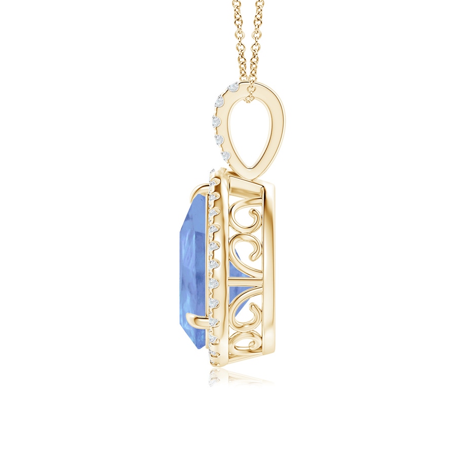 12x8mm A Tanzanite Teardrop Pendant with Diamond Halo in Yellow Gold side 199
