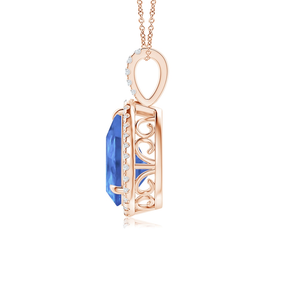 12x8mm AA Tanzanite Teardrop Pendant with Diamond Halo in Rose Gold side 199