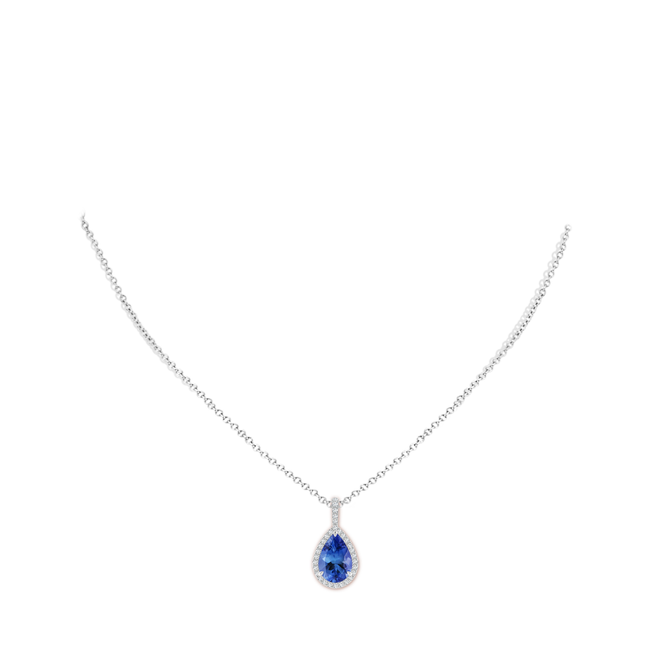 12x8mm AA Tanzanite Teardrop Pendant with Diamond Halo in White Gold pen