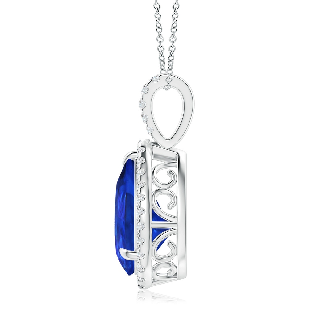 12x8mm AAA Tanzanite Teardrop Pendant with Diamond Halo in White Gold - side_1