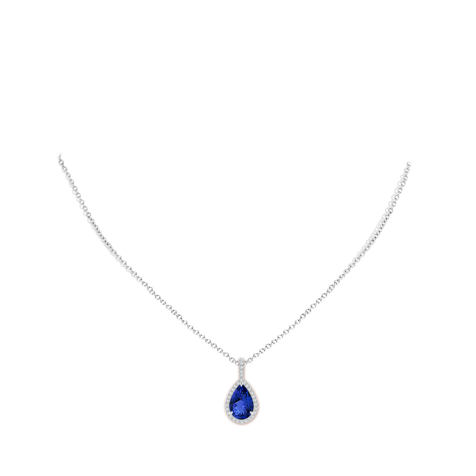 12x8mm AAA Tanzanite Teardrop Pendant with Diamond Halo in White Gold pen