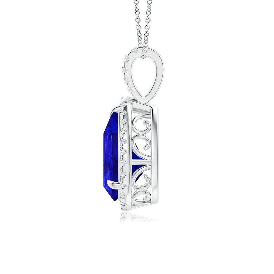 12x8mm AAAA Tanzanite Teardrop Pendant with Diamond Halo in White Gold side 199