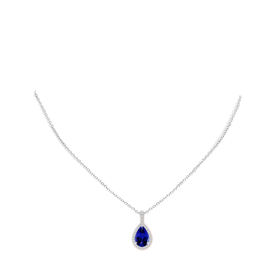 12x8mm AAAA Tanzanite Teardrop Pendant with Diamond Halo in White Gold pen