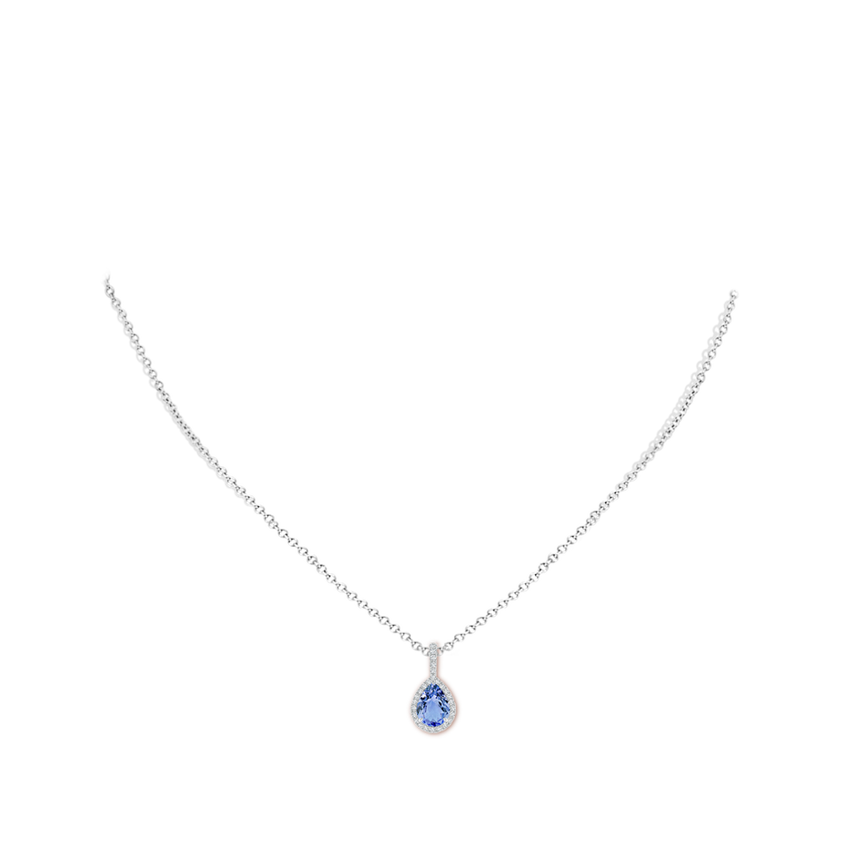 8x6mm A Tanzanite Teardrop Pendant with Diamond Halo in White Gold pen