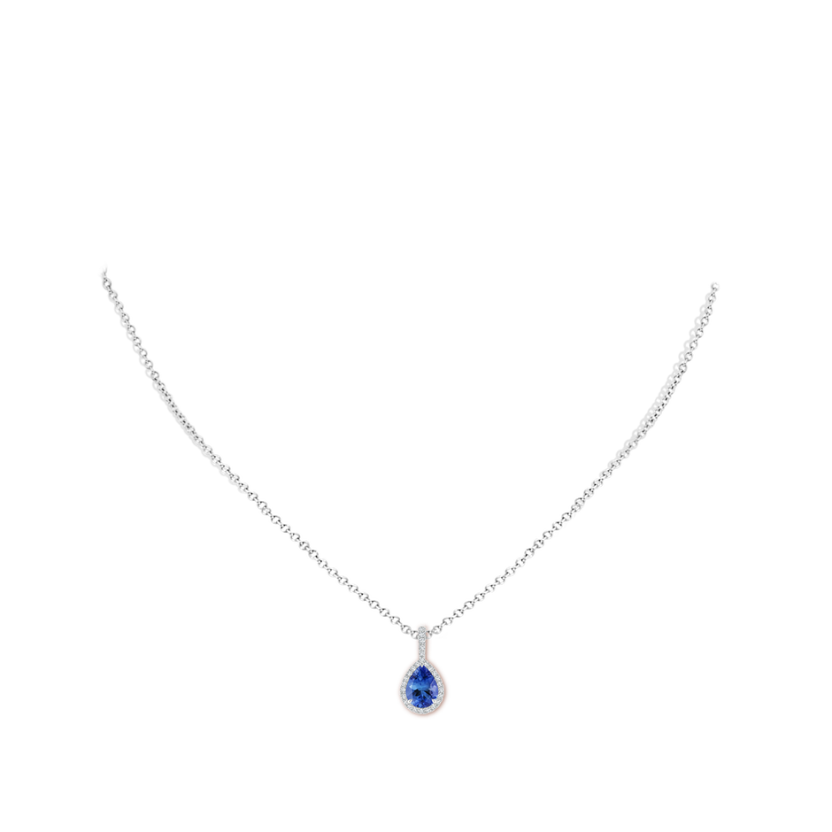 8x6mm AA Tanzanite Teardrop Pendant with Diamond Halo in 9K White Gold pen